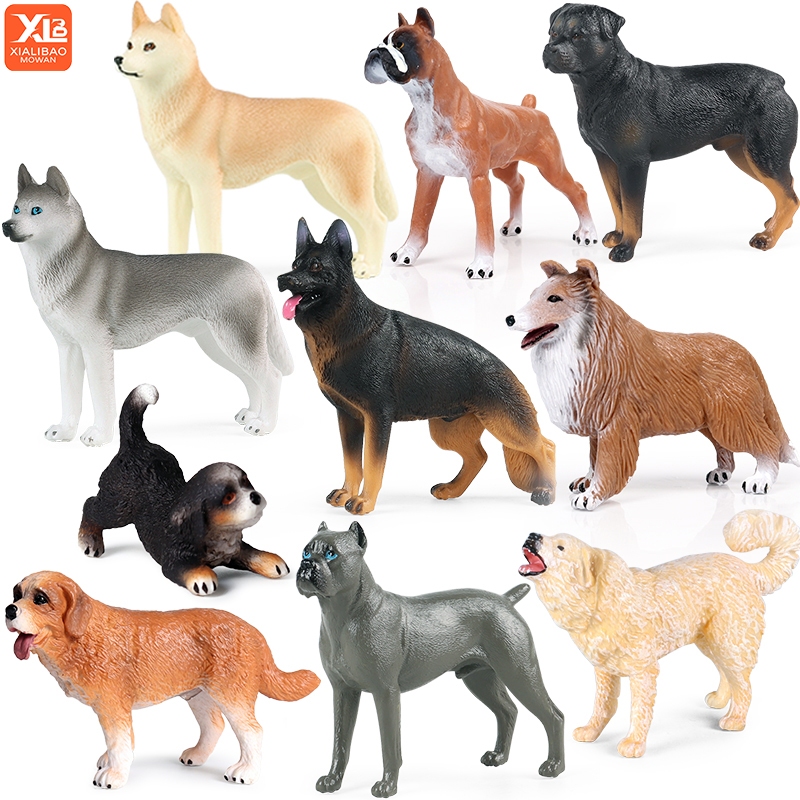 Simulation Plastic German Shepherd Dog Mini Animal Figures Model Toys  Children