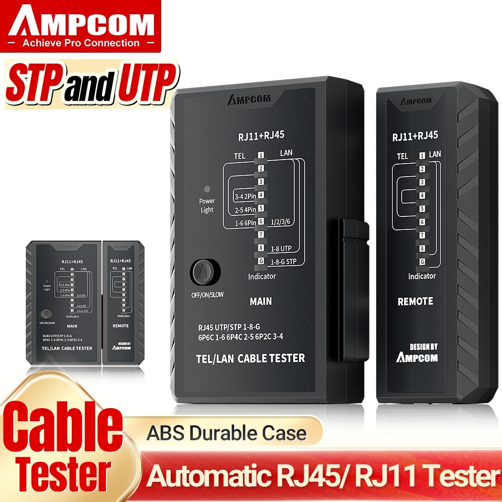 AMPCOM Tester de Cable de red rj45 RJ11 red LAN Ethernet RJ45