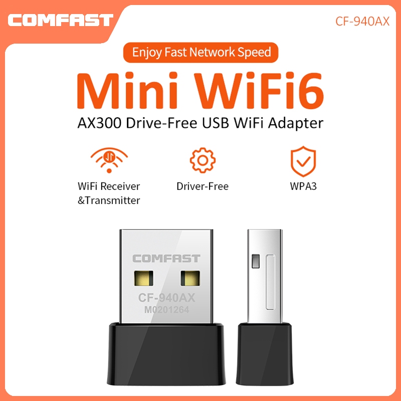 Mini USB WIFI 6 Network Card 2.4GHz USB Dongle Wi-Fi Lan Adapter 802.11ax  Driver Free For PC Laptop Windows 7 10 11