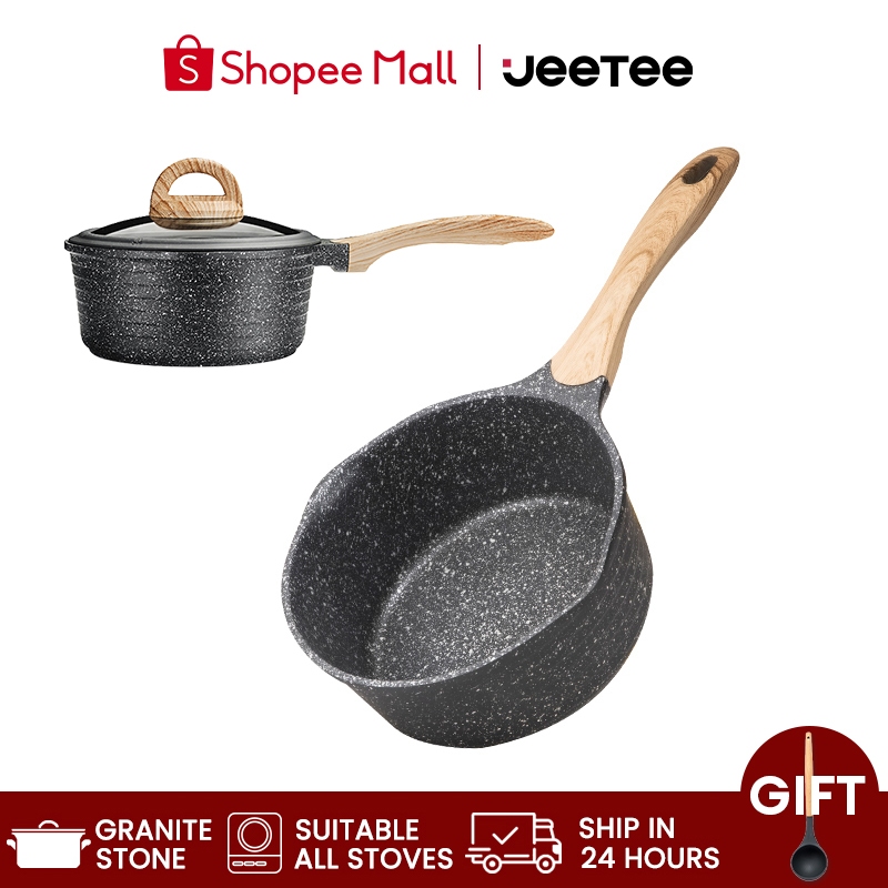 JEETEE Nonstick Sauce Pan with Lid Granite Stone