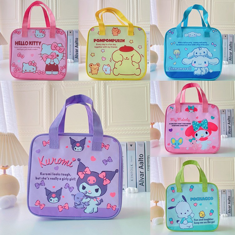 Sanrio Kuromi My Melody Lunch Box Bag Cartoon Anime Hello Kitty Pochacco  Pompom Purin Cute Portable Thermal Storage Bag Tote Bag 