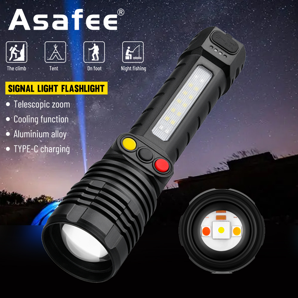 Asafee H20 30W LED White/Warm Light Camping Flashlight Built-in Battery  Telescopic Zoom Lamp Rechargeable Waterproof Lantern