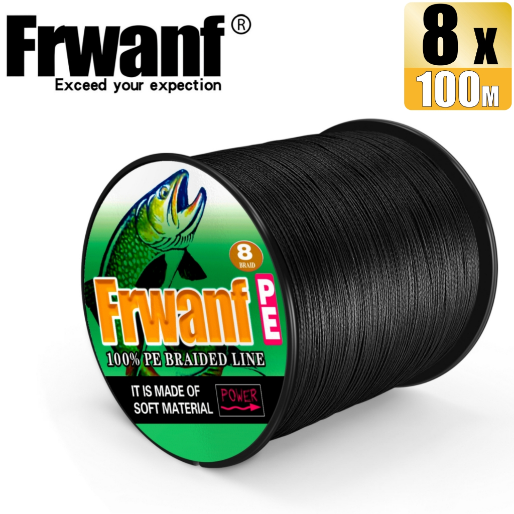 Frwanf 100M 8 strands 6-300LB Black fishing line braid pe line fishing  wires
