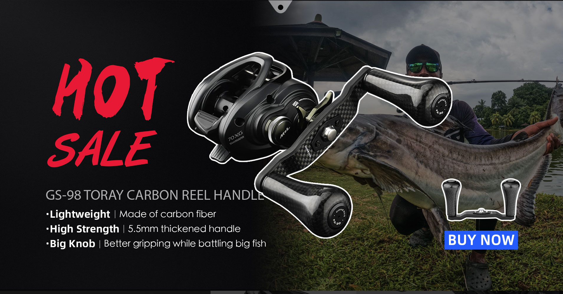 Carbon Baitcasting Reel Handle with Knobs DC-F21