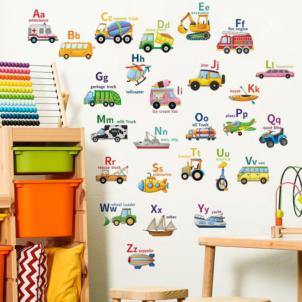 Fruit Alphabet Wall Stickers,ABC Watercolour Wall Decals for Kids Bedroom  Nursery Room Decor,Playroom Kids Wall Decals Classroom Decor Wall Stickers