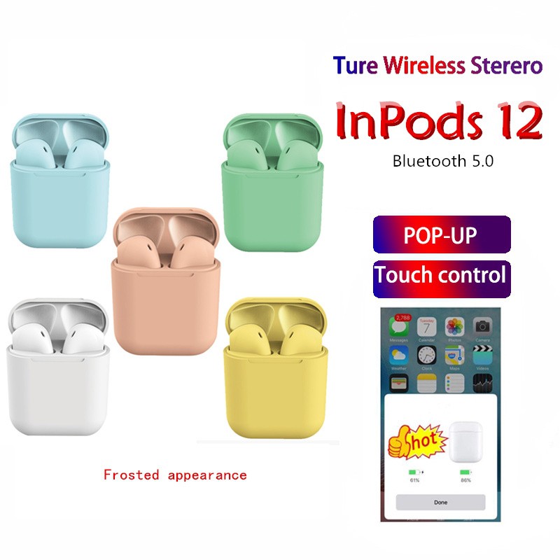 Inpods 12 Bluetooth TWS Earphone 5.0 Wireless Headphons Sport