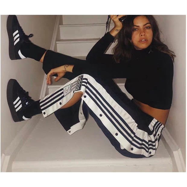 Adidas pants with hot sale side buttons