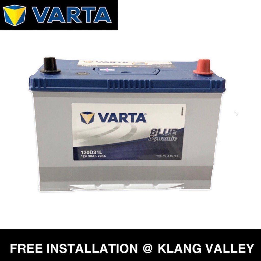 Varta Blue Dynamic SLI D31 120D31L Maintenance Free Car Battery, Made in  Korea