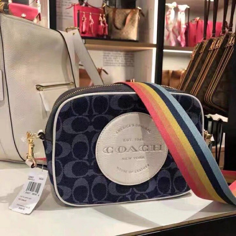  [Coach] COACH Shoulder Bag Bag Mini Bag Pochette C2822 Dempsy  Camera Bag in Signature Jacquard With Patch IM/DENIM MULTI Denim Multi  Indigo Blue IMDEI Women's New [Outlet Item] [Parallel Import] 