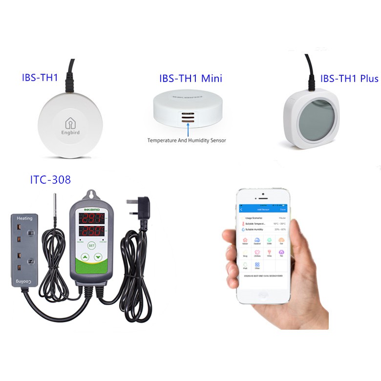 INKBIRD Temperature & Humidity Smart Sensor IBS-TH1 Plus with Aquarium Probe