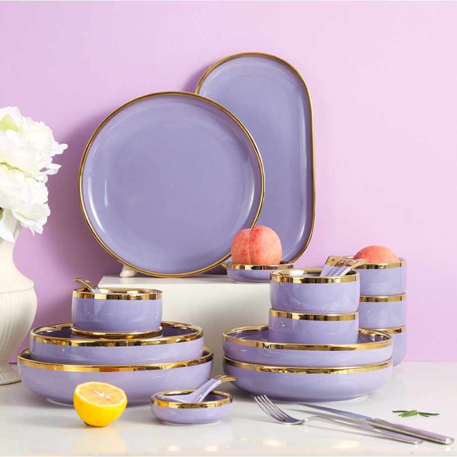 Gold trim dinnerware outlet set