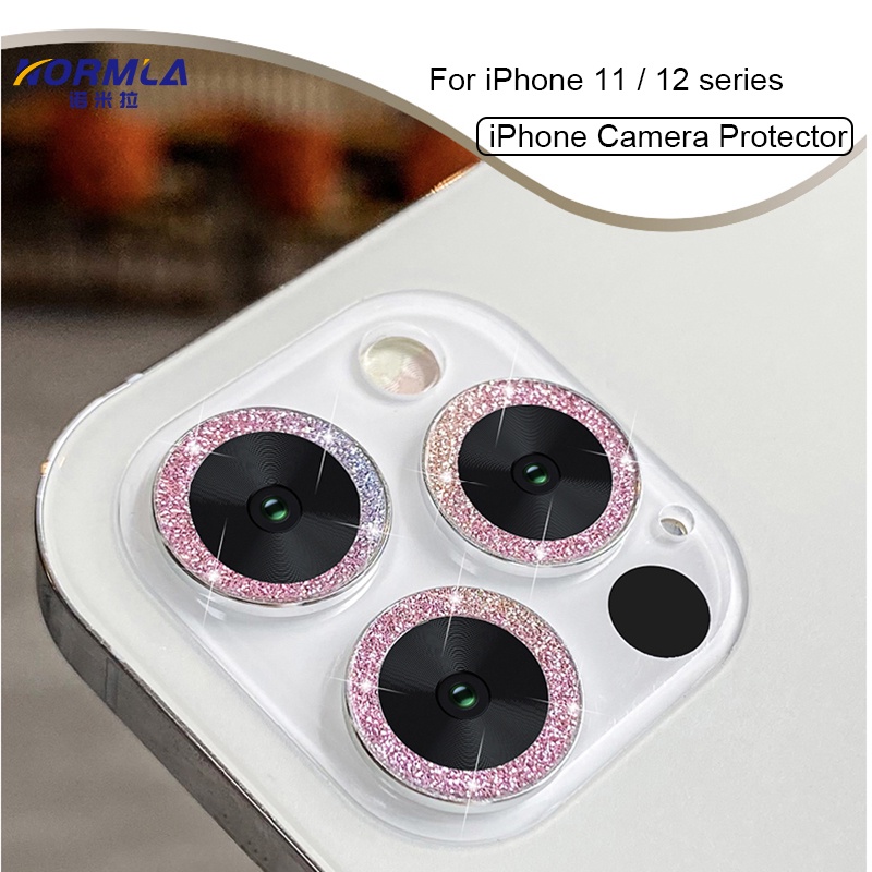 Diamond Glitter Camera Lens Protector on for iPhone 13 12 Pro Max Mini  Metal Ring Lens Glass on iPhone 11 Pro Max Protective Cap 