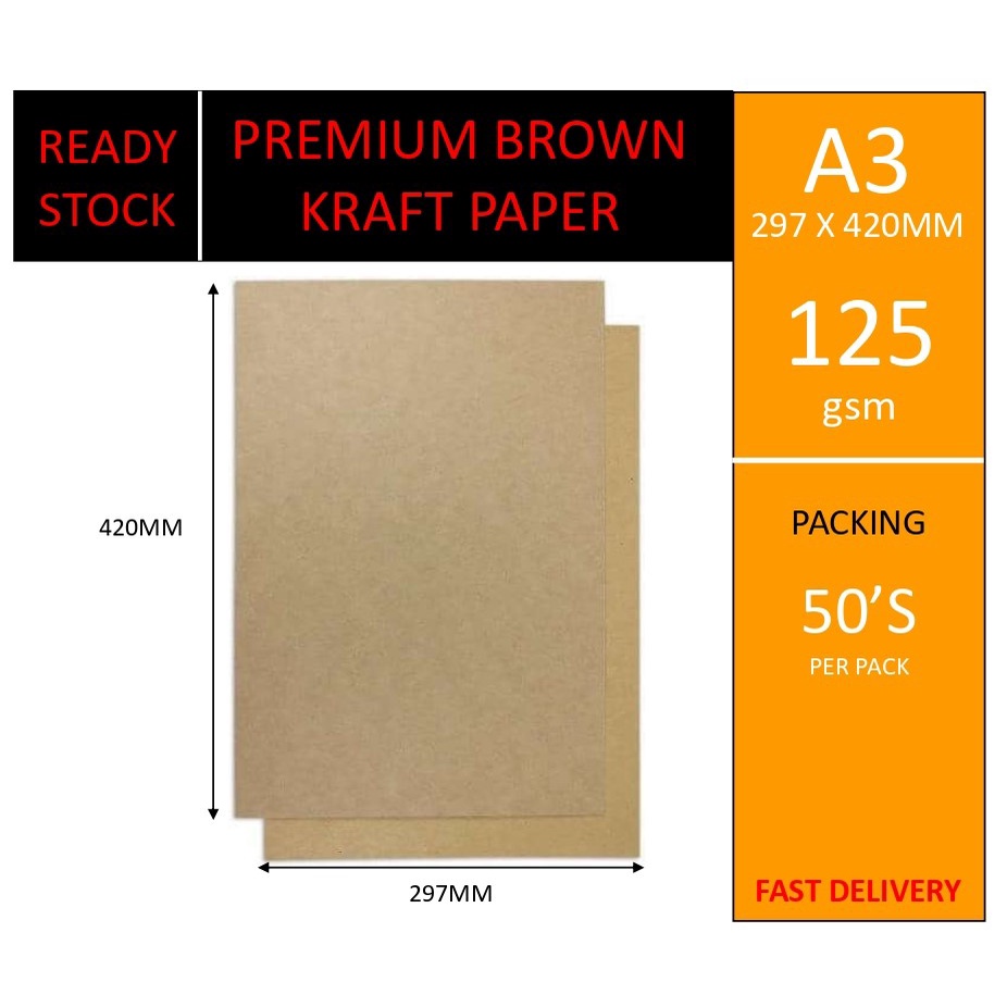 A3 Cardboard Sheet (297mm x 420mm x 1.5mm) - Kraft Black