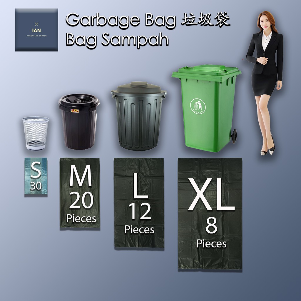 Garbage Bag Trash Bag S 30 pcs M 20pcs L 12pcs XL 8pcs