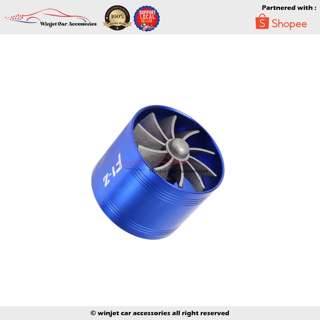 F1-Z 64mm Car Air Intake Turbonator Dual Fan Turbine Super Charger Gas Fuel  Saver Turbo