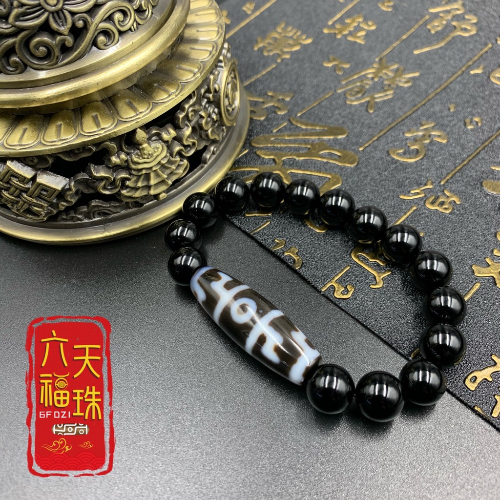 六福天珠6F Dzi 】莲师法器新天珠（单颗新天珠/黑玛瑙手串） | Shopee