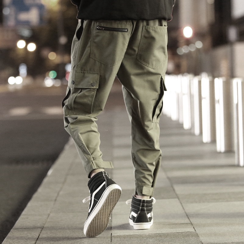 Men's multi-pocket side Cargo pants 2024 hip-hop casual overalls men's  jogging pants fashion casual street wear