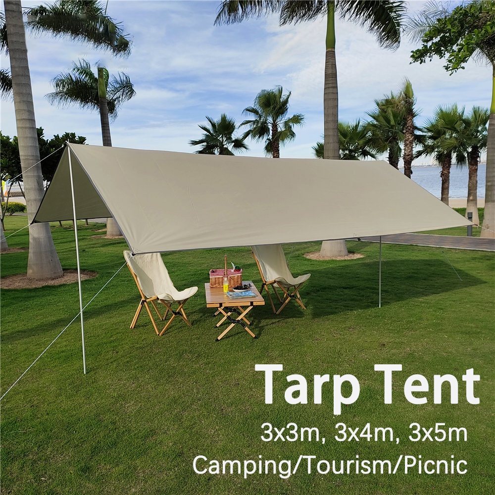 4.5X4.5m Sliver Coating Tarp Waterproof Outdoor Camping Hexagonal Butterfly  Canopy Tourist Sunshade Beach Sun Shade Awning Tent