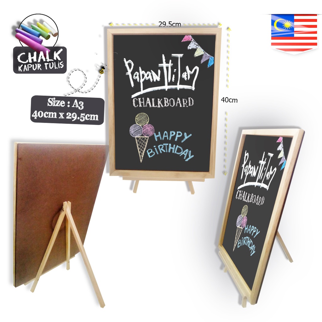 Small Chalkboard Table Easel  A4 A3 Blackboard, Frame & Wooden Stand