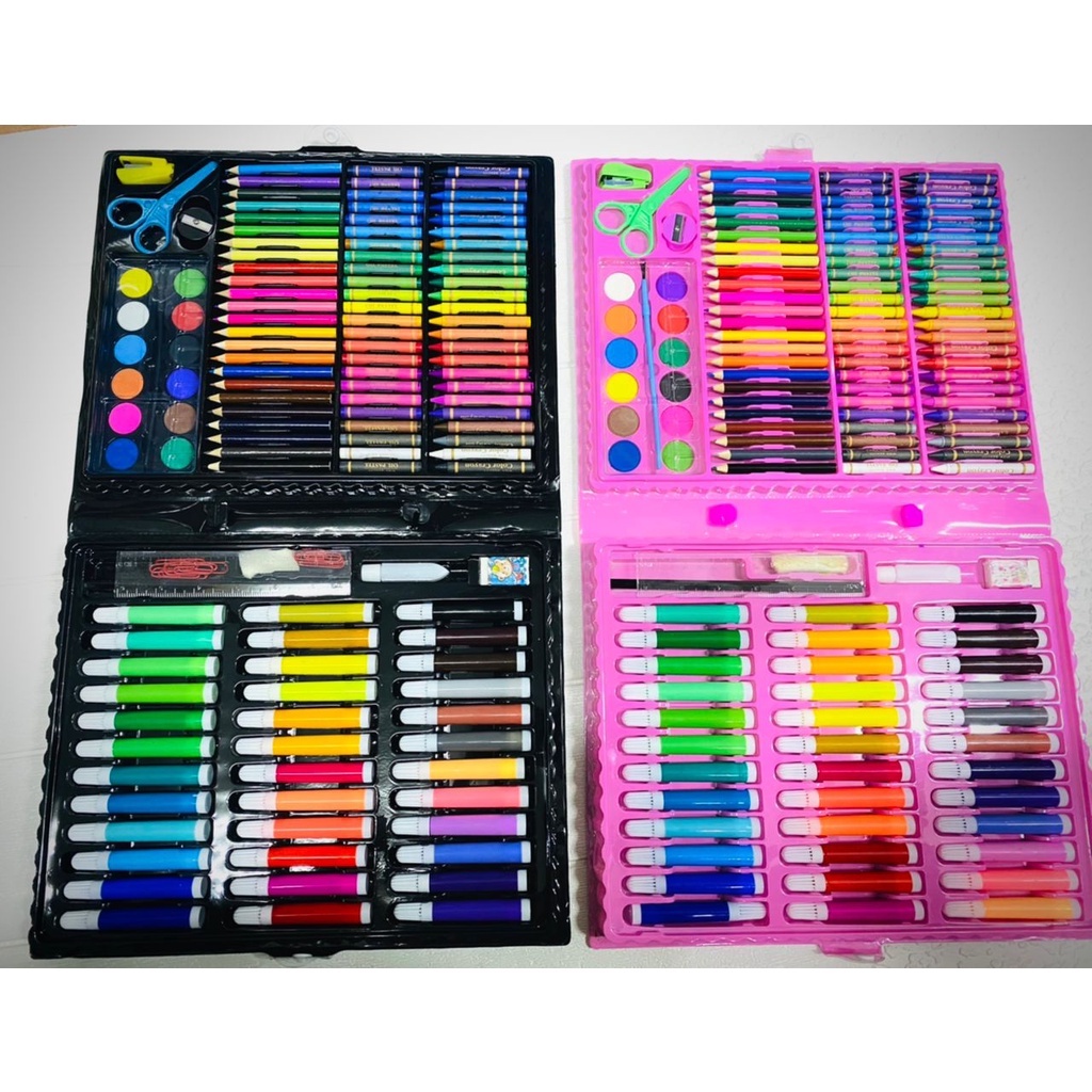 Blue Paper 46 Pcs Drawing Art Set With Color Pencils Crayons