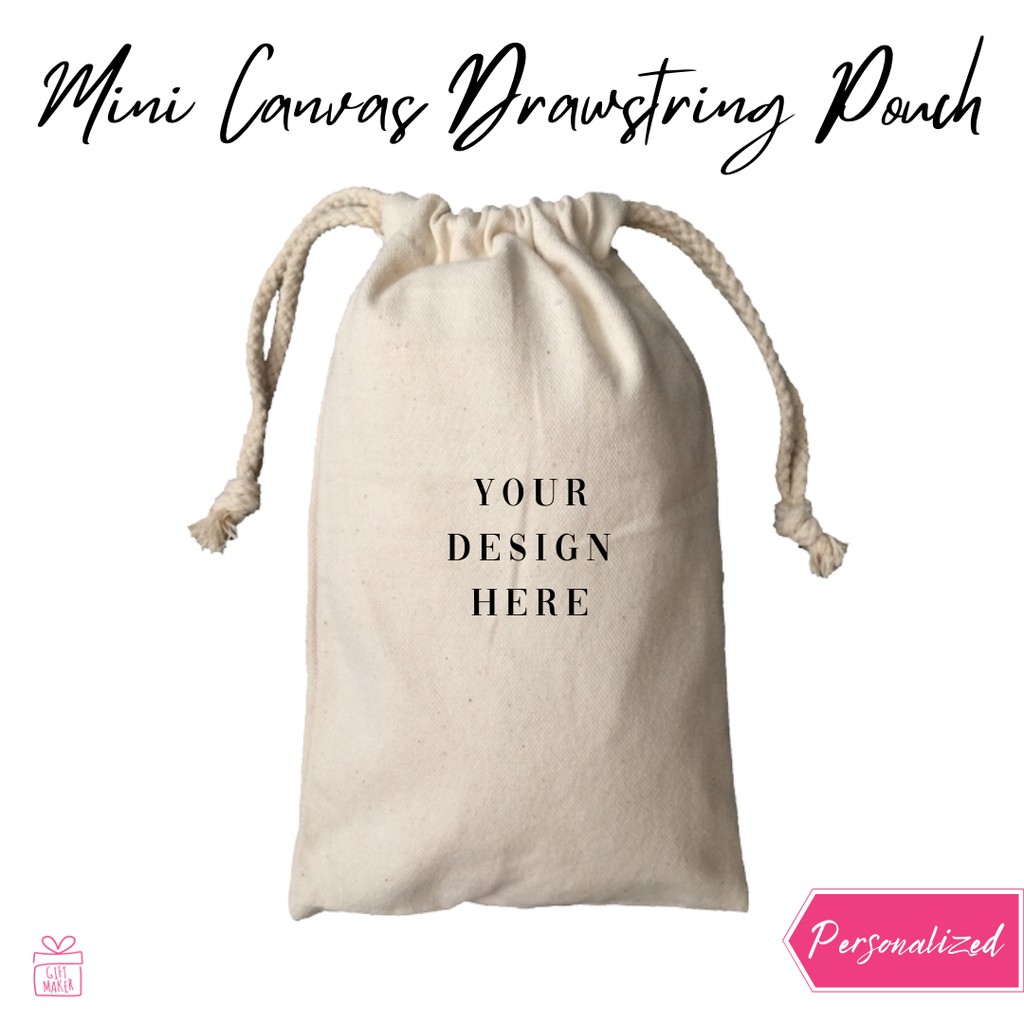 Mini canvas drawstring online bags