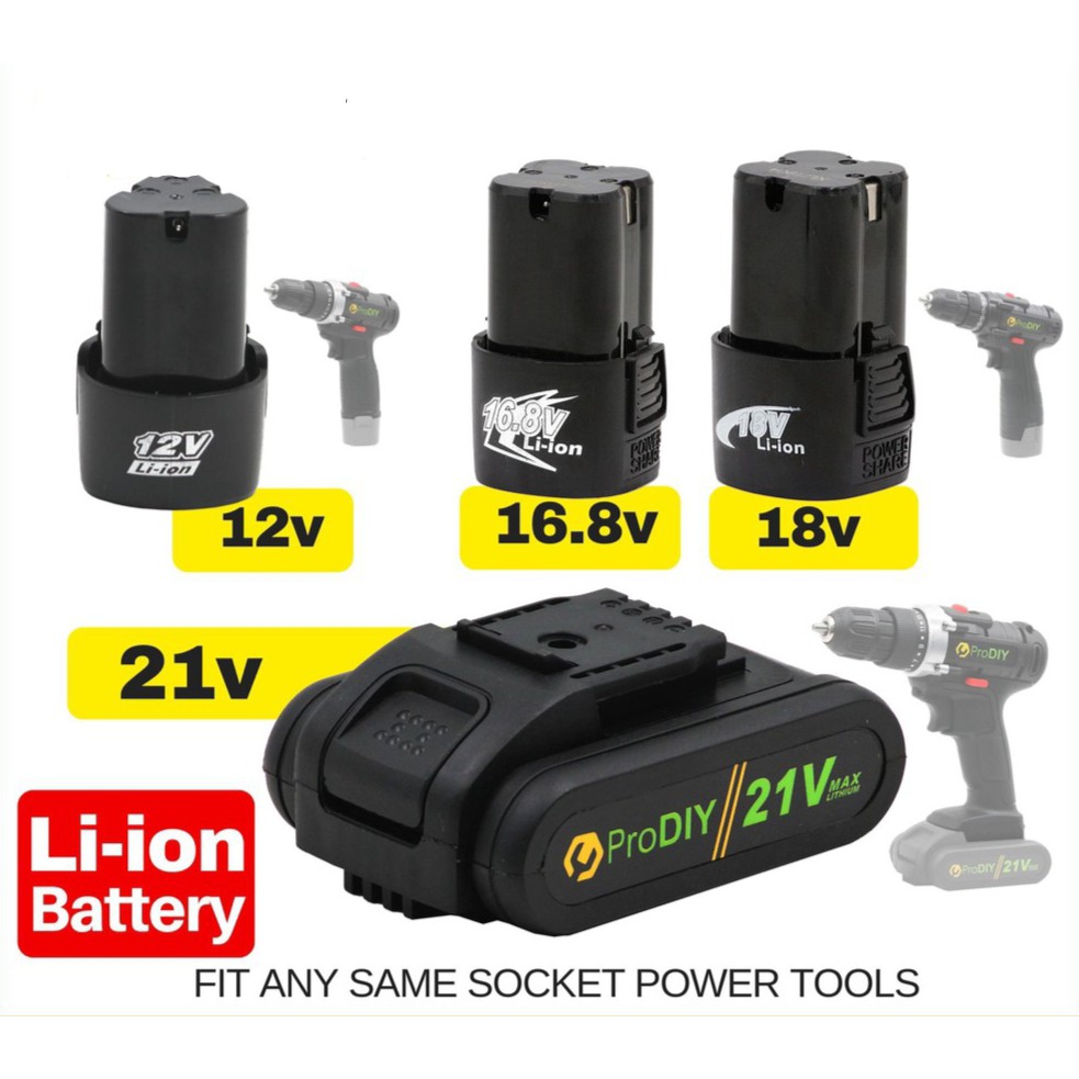 Bateri Cordless 12v 16.8v 18v 21v 36v Battery Lithium