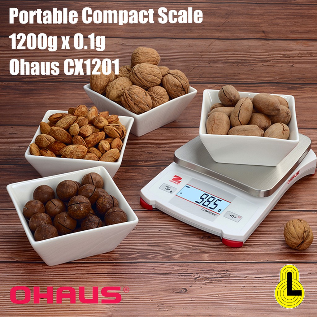 Ohaus Compass CX1201 Portable Scale, 1200 g Cap., 0.1 g