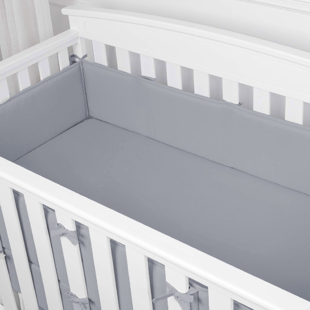 Grey bumper clearance pads for crib