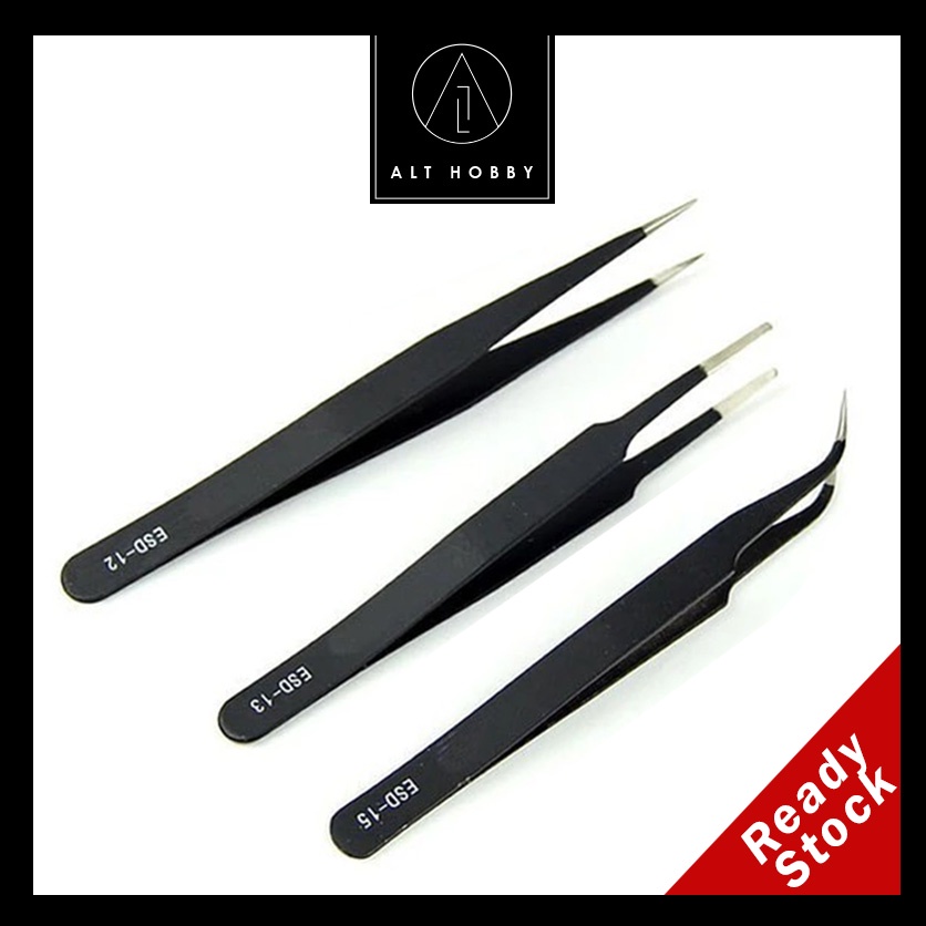 Gundam Tool Tweezer /Straight Curve Head Fine Super Tweezers/Flat Head  Tweezer for decals [Ready Stock]