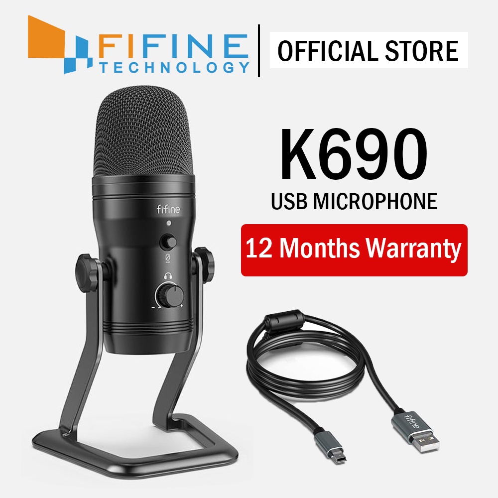 FIFINE K678 Studio USB Mic with A Live Monitoring, Gain Controls, A Mu