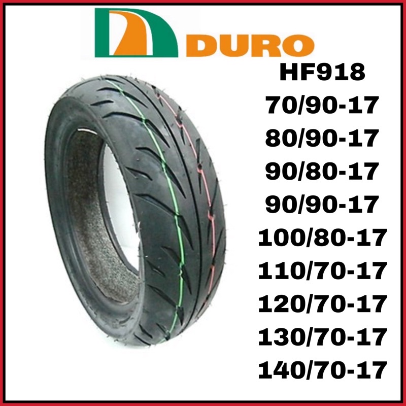 DURO TUBELESS TYRE HF918 17'~70/90, 80/90, 90/80, 90/90, 100/80