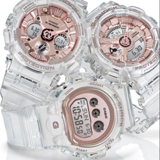 White g shock watch online with rose gold face