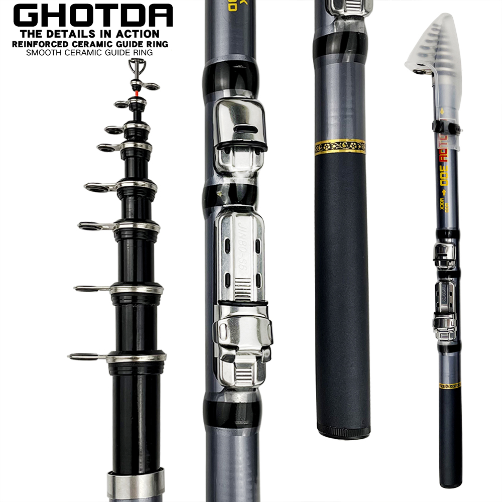 Ghotda Carbon Ultra Short Mini Fishing Rod Strong and Durable Reel Seat Rod  1.8m 2.1m 2.4m 2.7m 3.0m 3.6m