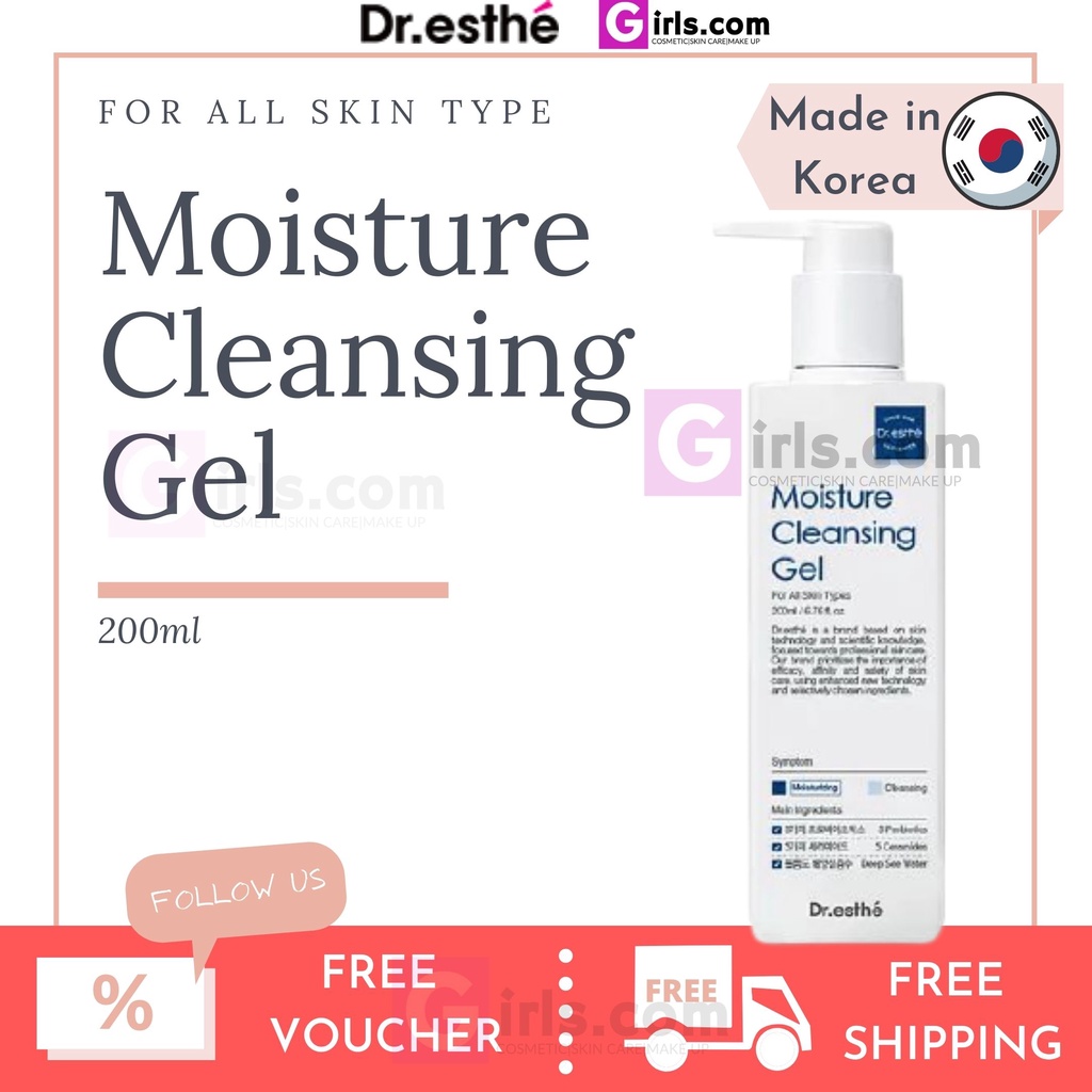 Girls.com Ready Stock Dr esthe Korea Moisture Cleansing Gel 200ml [For All  Skin Type] Gentle Facial Cleanser soothing