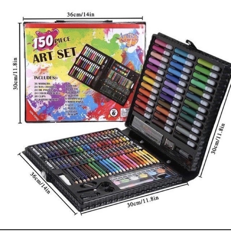 Kids Art Set Children Drawing Set Water Color Pen Crayon Oil Pastel Pain  150 Pcs