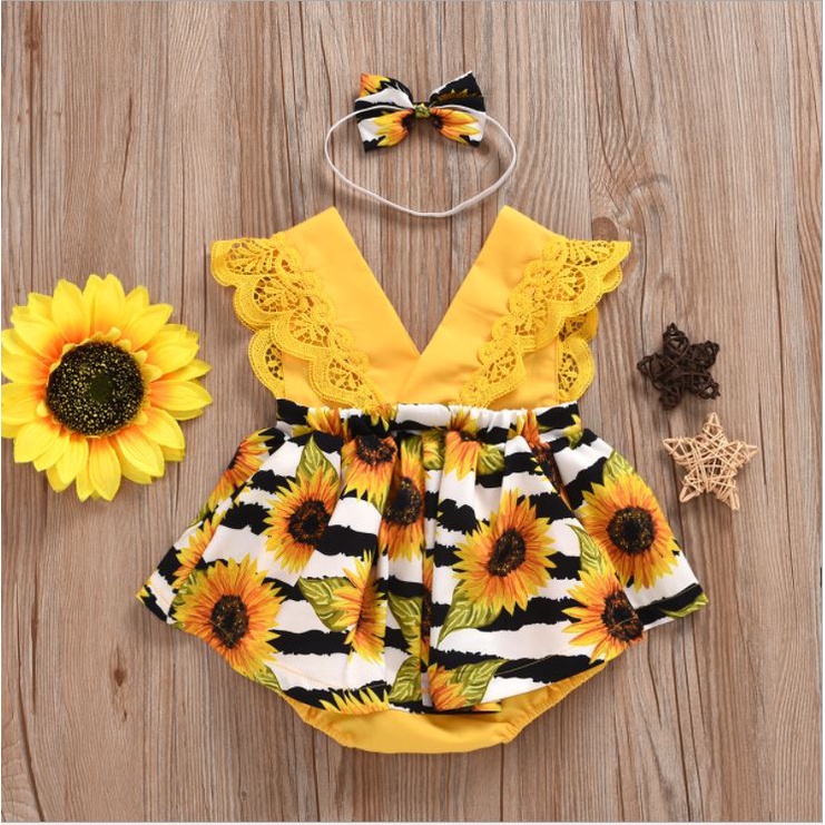 Sunflower romper clearance baby girl