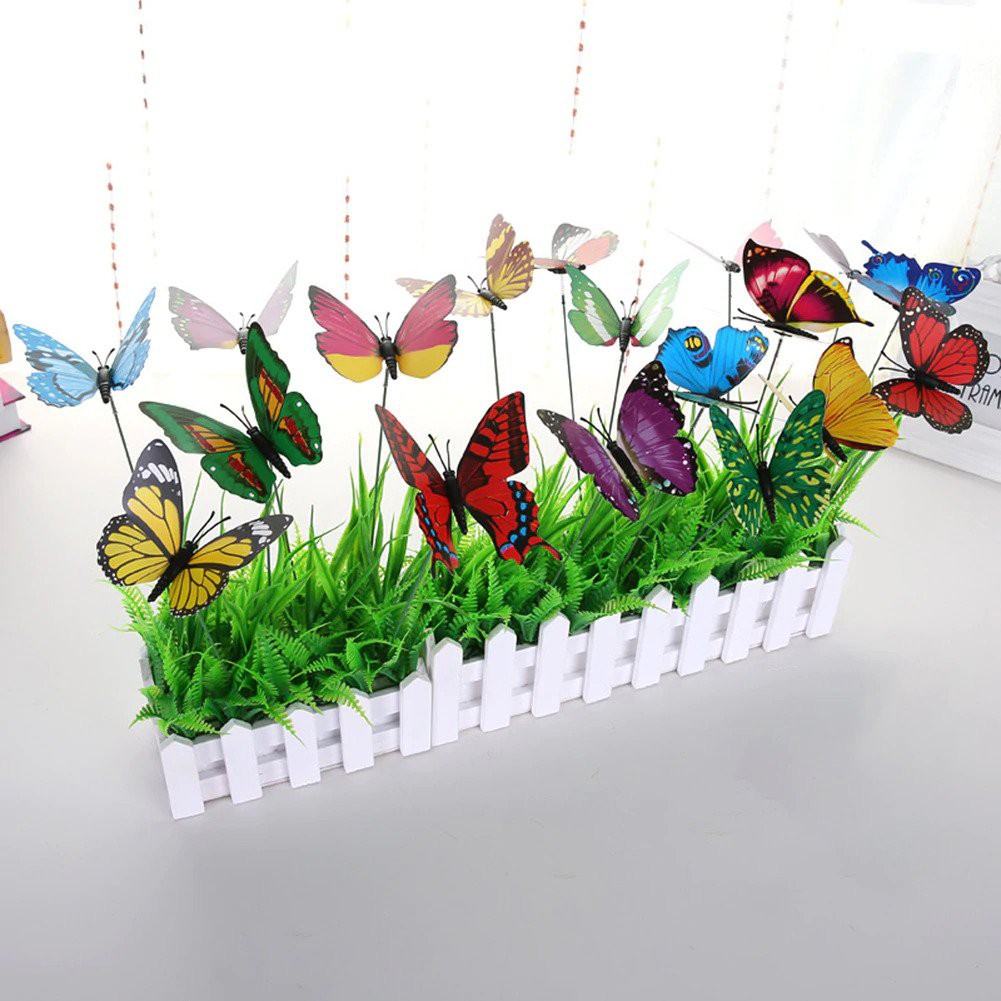 Decor Flower Pot Butterfly  Butterfly Garden Decoration - Decorative  Stakes & Wind Spinners - Aliexpress