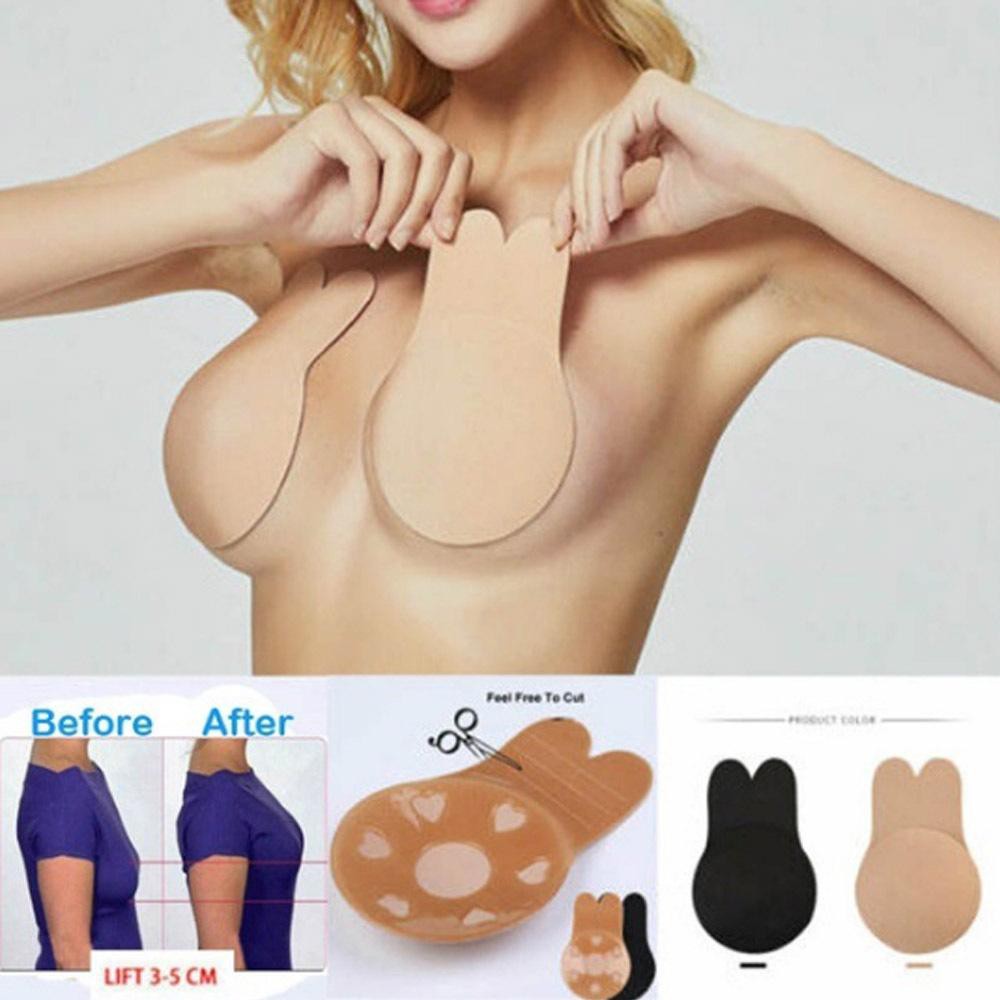 Ready Stock - Invisible Push Up Nude Bra Breast Lift Silicone Nipple Cover  Tape Sticker Rabbit Pad