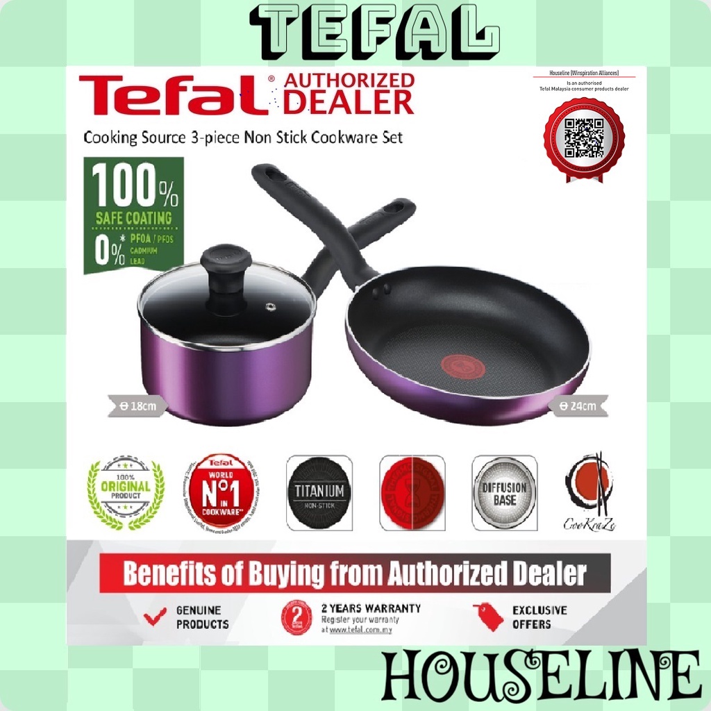 Tefal 5-Piece Non-Stick Cookware Set -Red