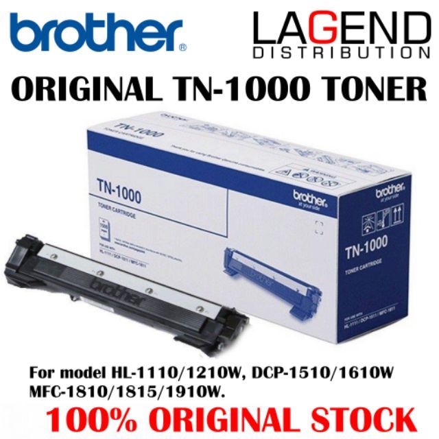 Tilbageholdelse Bortset Tekstforfatter Brother Original TN-1000 Toner HL-1110/ HL-1210W/ DCP-1510/ DCP-1610W  TN1000 | Shopee Malaysia