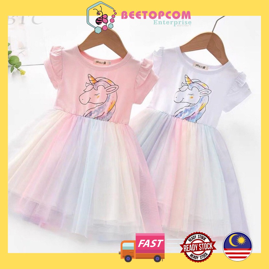 Beetopcom Girl unicorn dress party princess birthday dress tutu