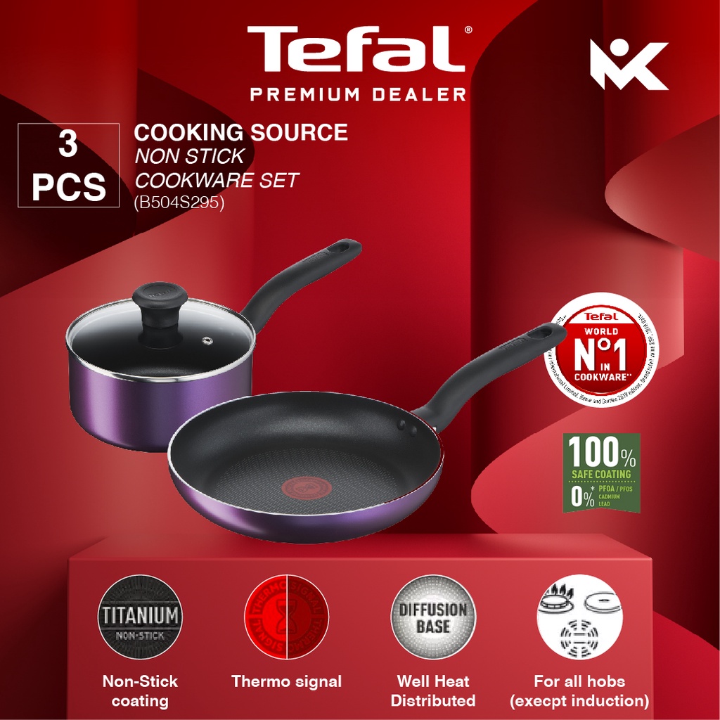 Tefal Cook & Clean 4pcs Cookware Set (Small Cooking Pot + Wok Pan