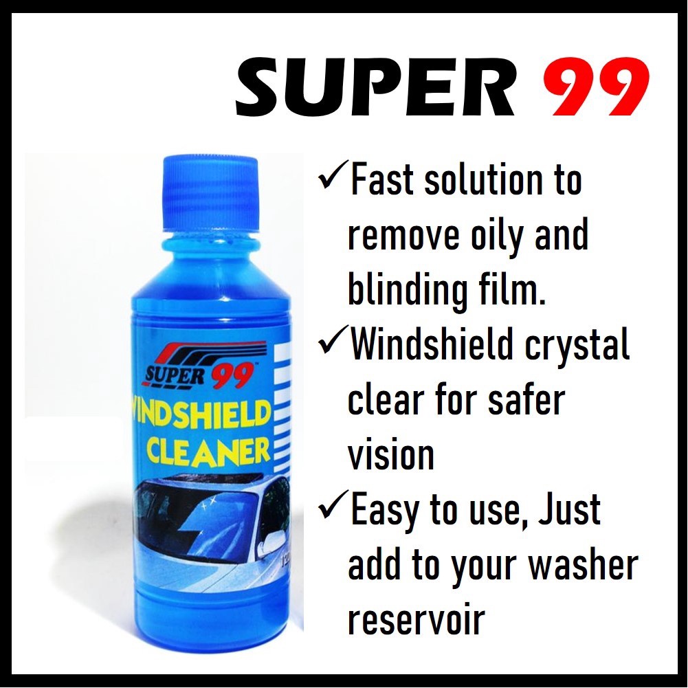 BUY 10 FREE SHIPPING) SUPER 99 Windshield Wiper Fluid - Washer Fluid  Cleaner For Crystal Clear Vision (120ml) MADE IN MALAYSIA Price, Reviews