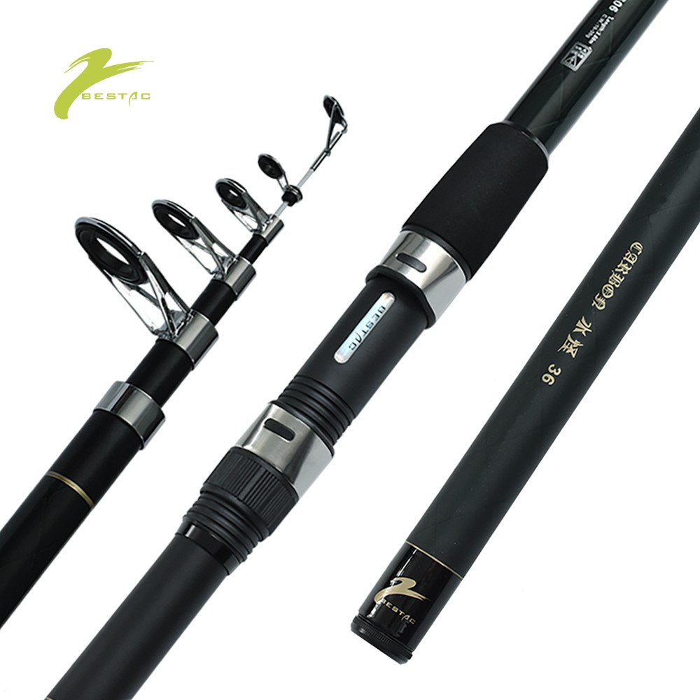 BESTAC Carbon Fiber Telescopic Fishing Rod Portable Sea Boat Rod Long  Length 2.7m 3.0m 3.3m 3.6m Surfcasting Spin Fishing Pole