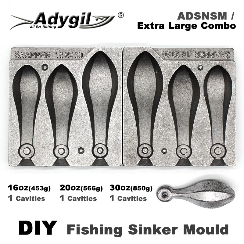 Adygil DIY Fishing Snapper Sinker Mold ADSNSM/Extra Large Combo Snapper  Sinker 453g 566g 850g 3 Cavities