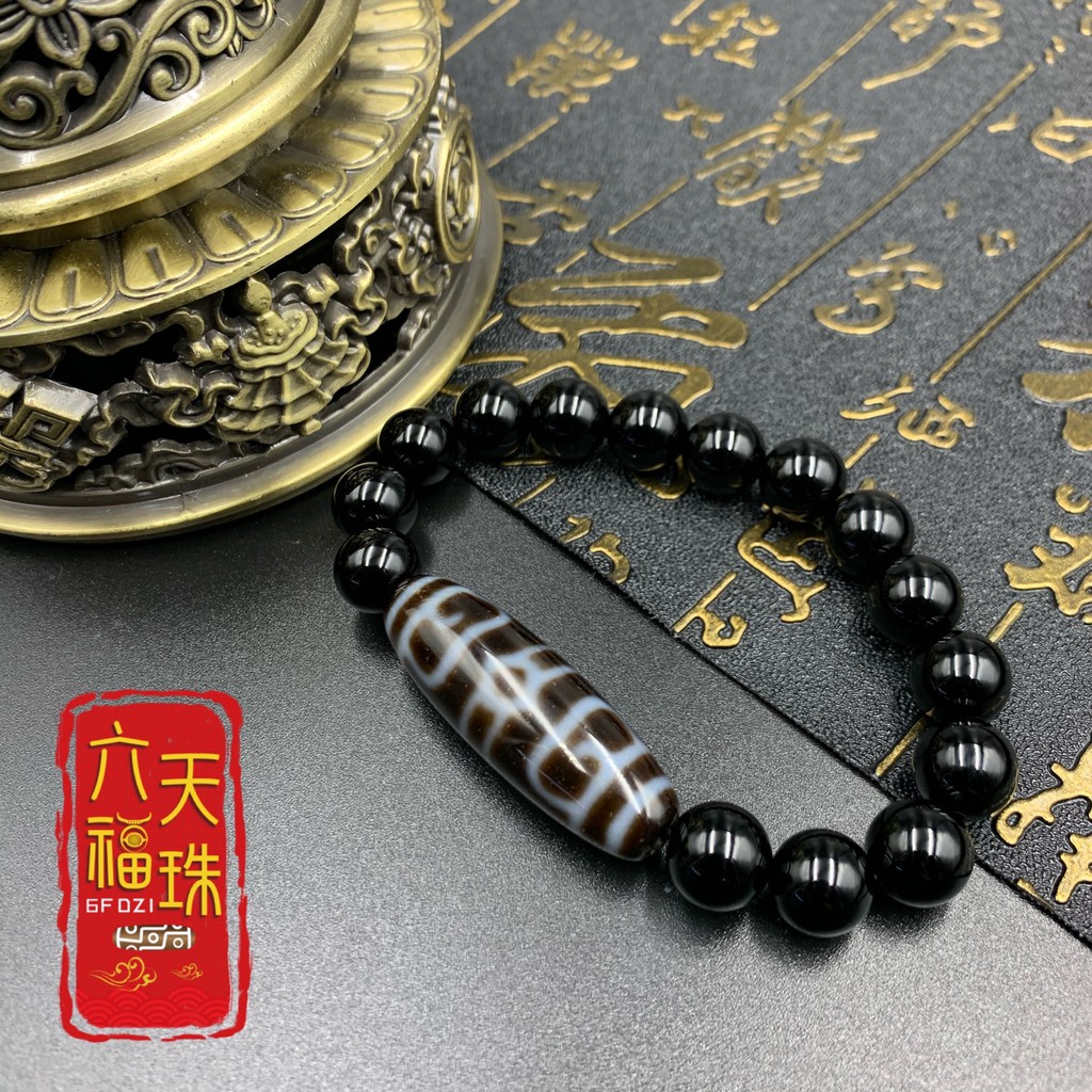 六福天珠6F Dzi 】莲师法帽新天珠（单颗新天珠/黑玛瑙手串） | Shopee