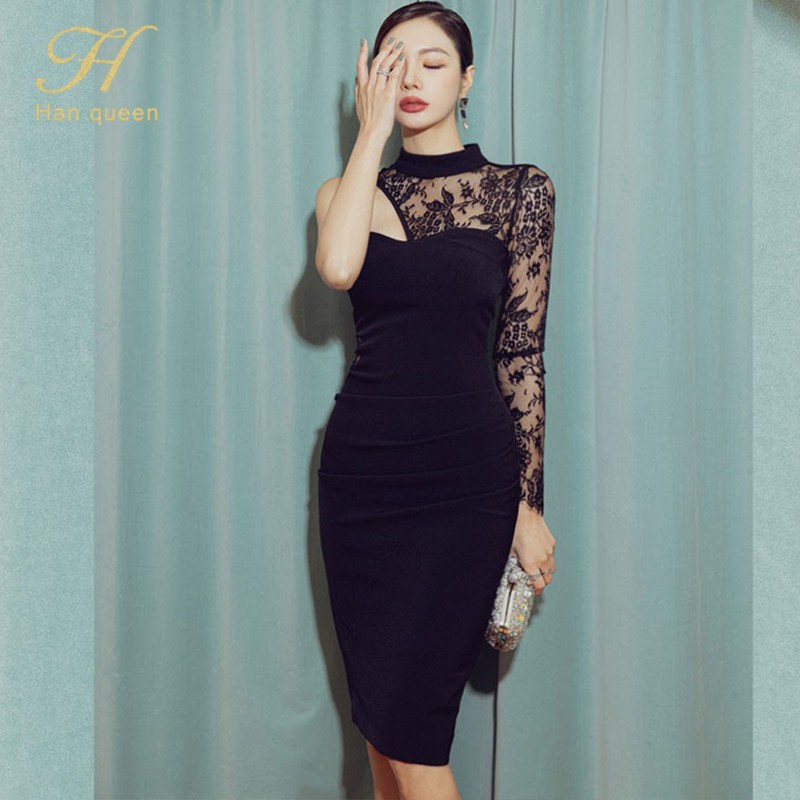 H Han Queen 2021 Spring New Korean Fashion Elegant Sexy Lace