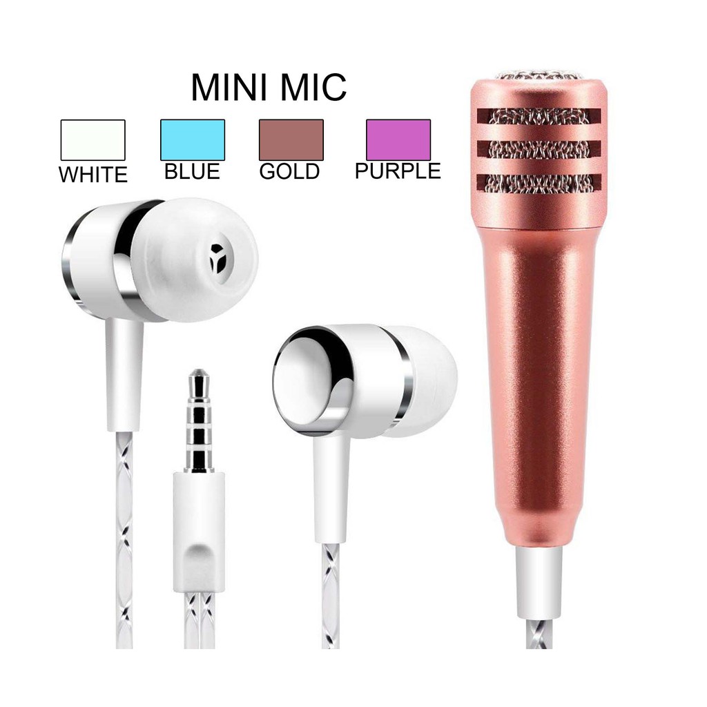 2 in 1 Mini Microphone Mic With Earphone For Karaoke Chatting Live