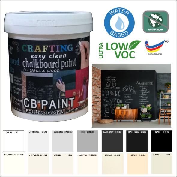 32106KC CHALKBOARD PAINT ( 1L ) CRAFTING EASY CLEAN FOR INTERIOR & EXTERIOR  WALL PAINT / PAPAN KAPUR CAT / chalk board
