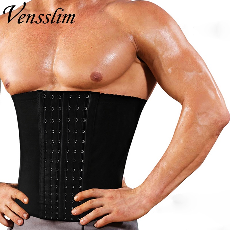 Men Shapewear Waist Trainer Body Shaper Modeling Belt Fat Compression Strap  with 6 Hooks Shapewear Cincher Girdle Corset